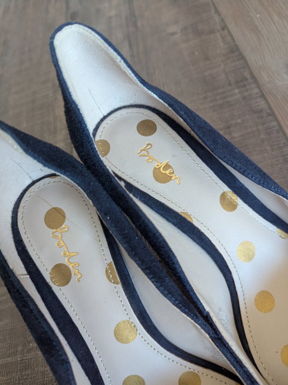 Boden Women's Suede Leather Scallop Point Toe Stiletto Heels Navy Classic EU38 - Picture 2 of 12